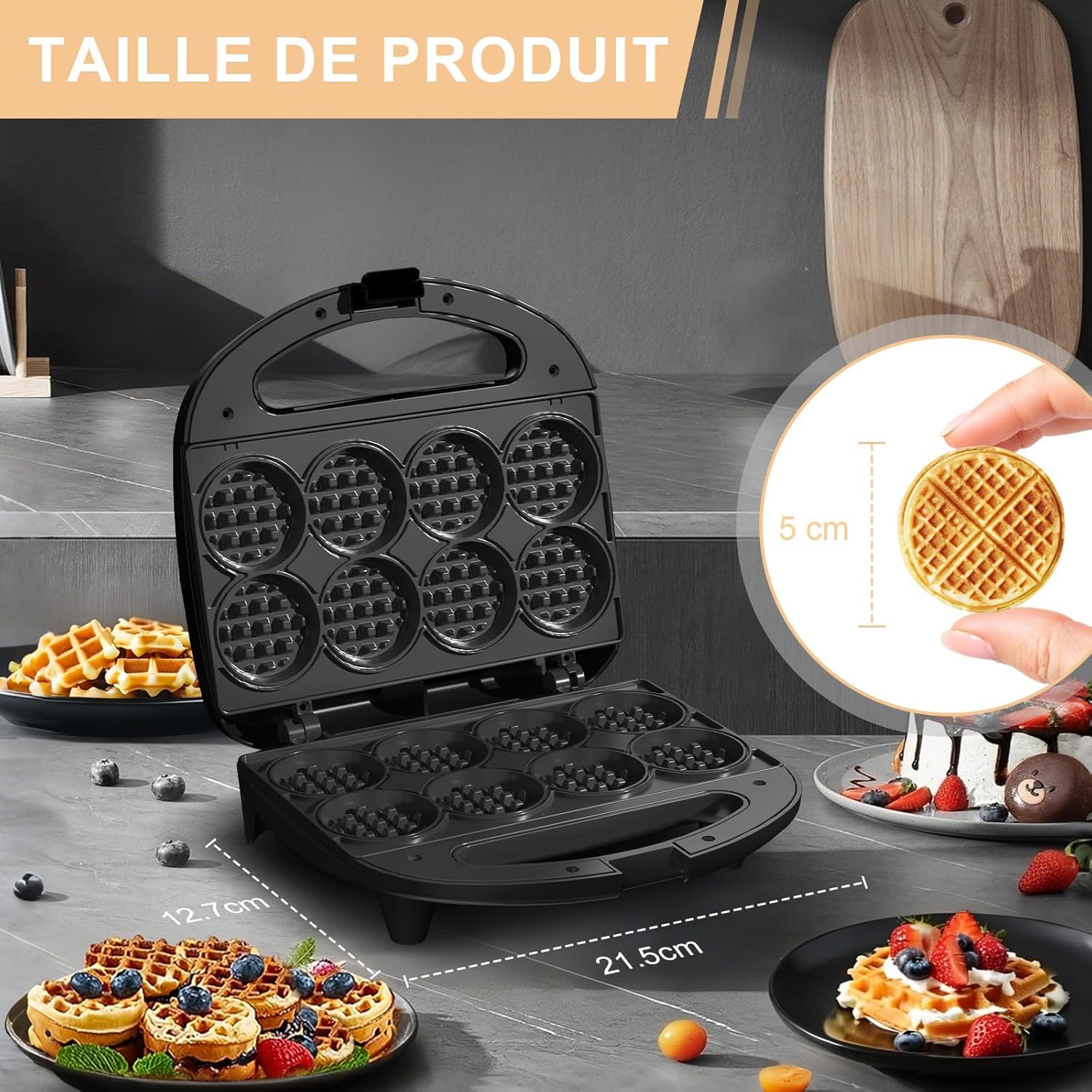 YASHE - Multi Mini - 8x5 cm - plaque à gaufres antiadhésive compacte