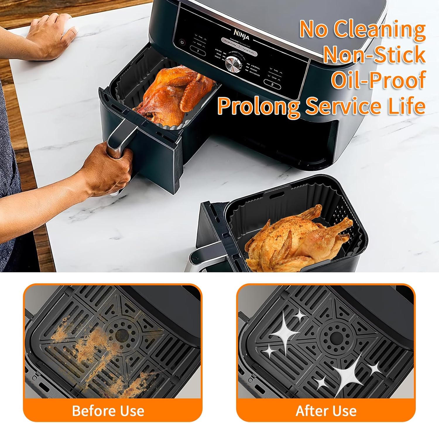 Moule silicone air fryer double, accessoires cuisine, 9.5L, SL400EU