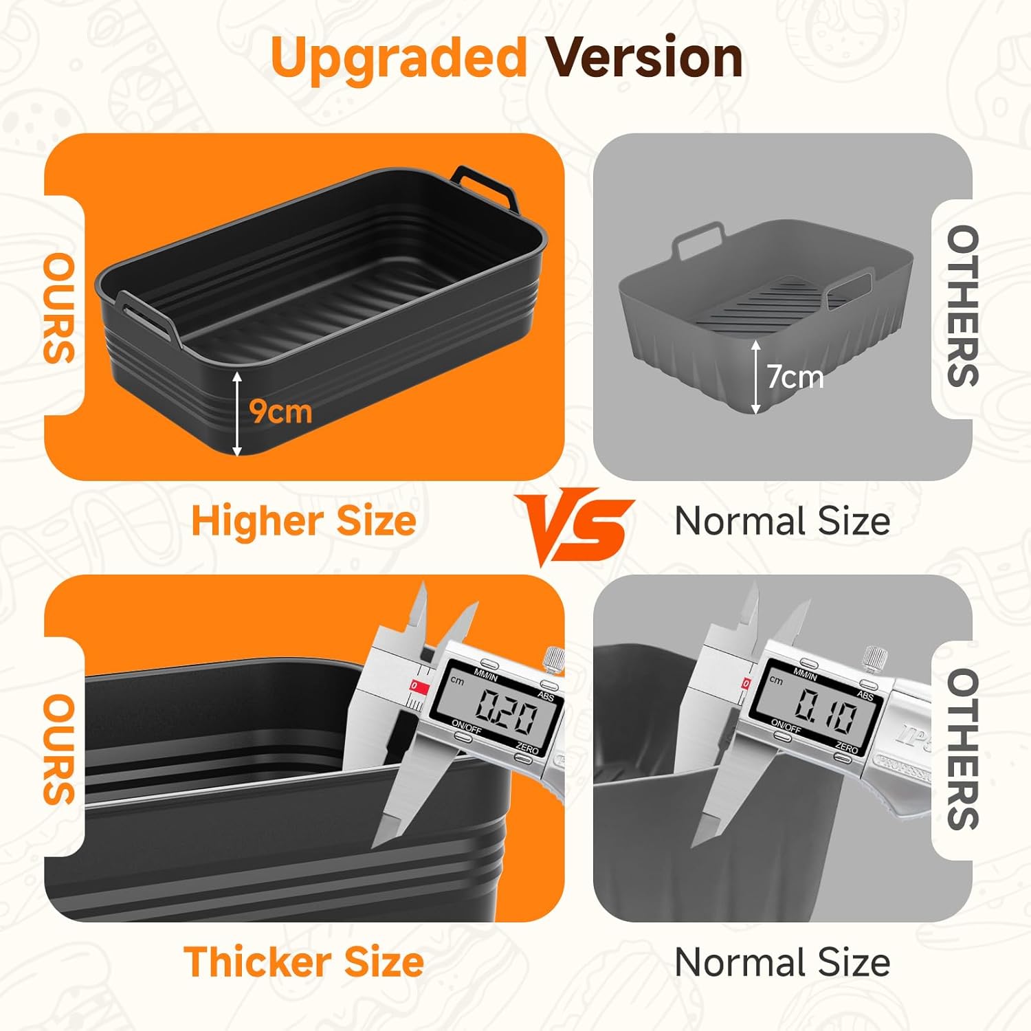 Alyvisun - Moule Silicone Air Fryer 3 pcs, Réutilisable, pliable, 10L/10,4L – 10,4L/5,2L