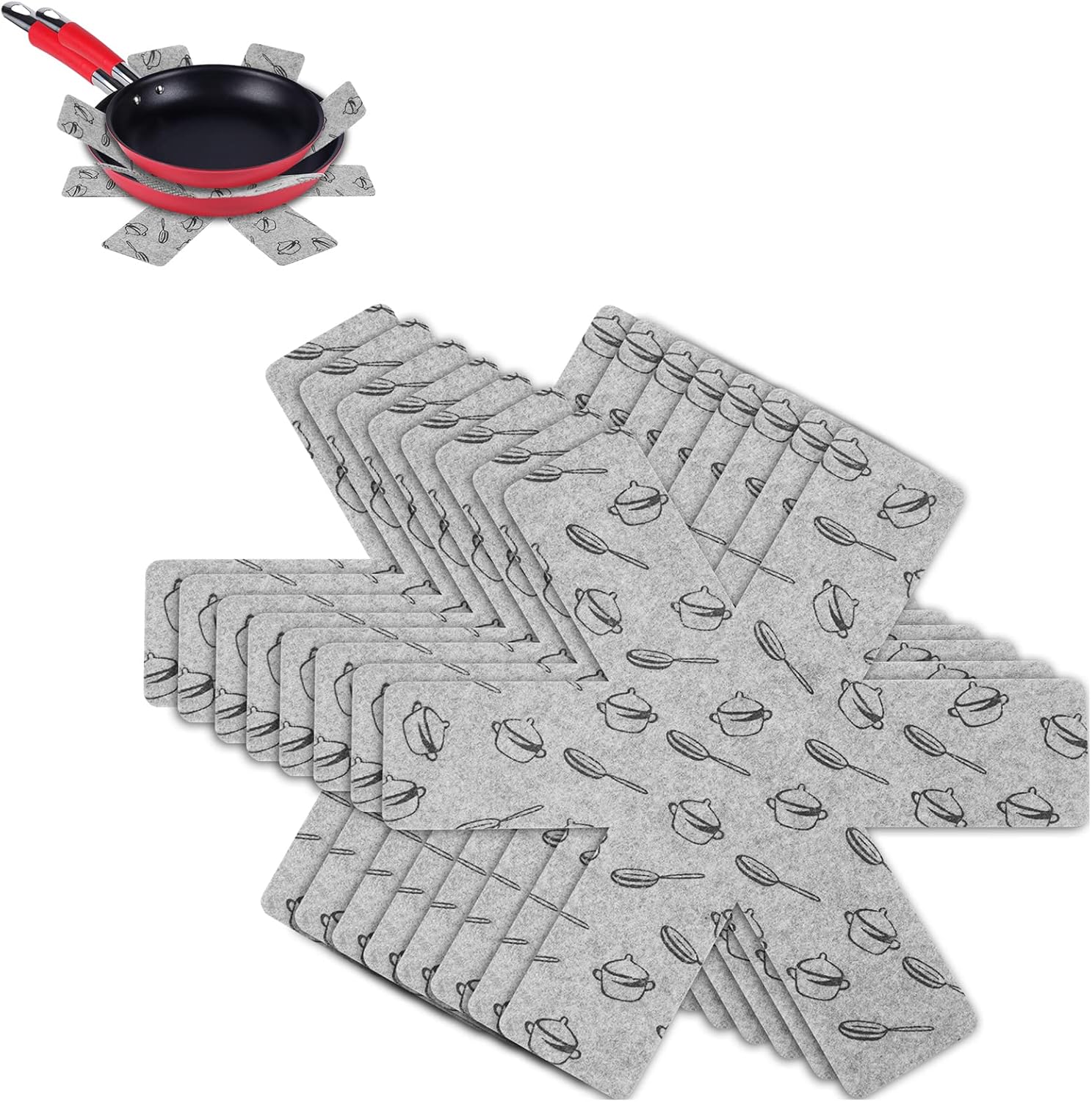 Flintronic - Protection casseroles série premium - 38cm - 8 pièces, protège-poêle anti-rayures