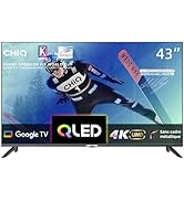 Série d'écrans de télévision intelligents présentant diverses interfaces et fonctionnalités d'écran, avec des spécifications OLED visibles et 43 pouces.