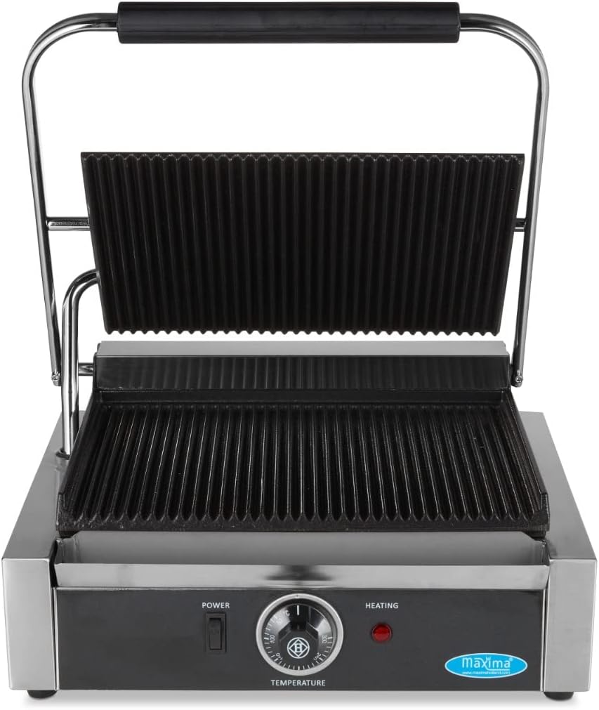 Maxima - Gril de contact rainuré simple - 33,5 cm - plaque de cuisson pro