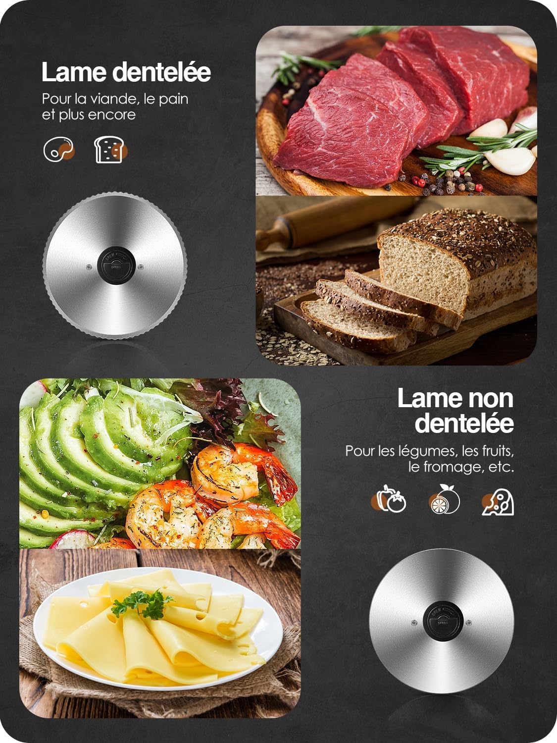 YASHE - trancheuse SL-518 - 19cm - 250W, épaisseur réglable, sécurité