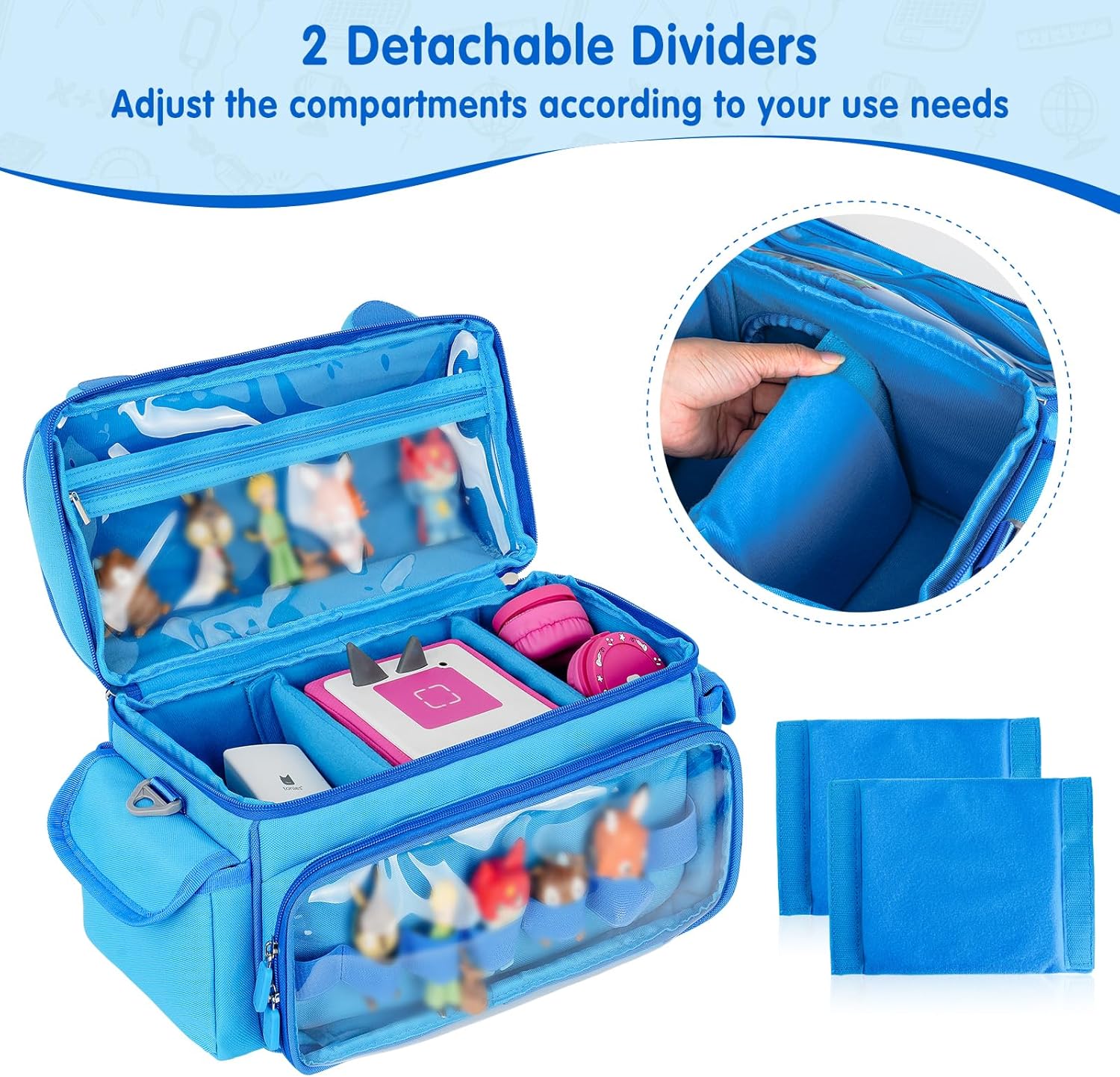 Étui de transport - compatible Toniebox 2/1 - joli sac rangement - pour figurines, écouteurs et accessoires