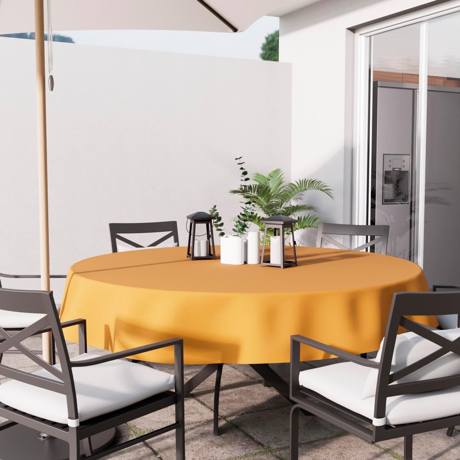 Soleil d'Ocre - Nappe ronde anti-tâches - 180 cm - polyester ocre