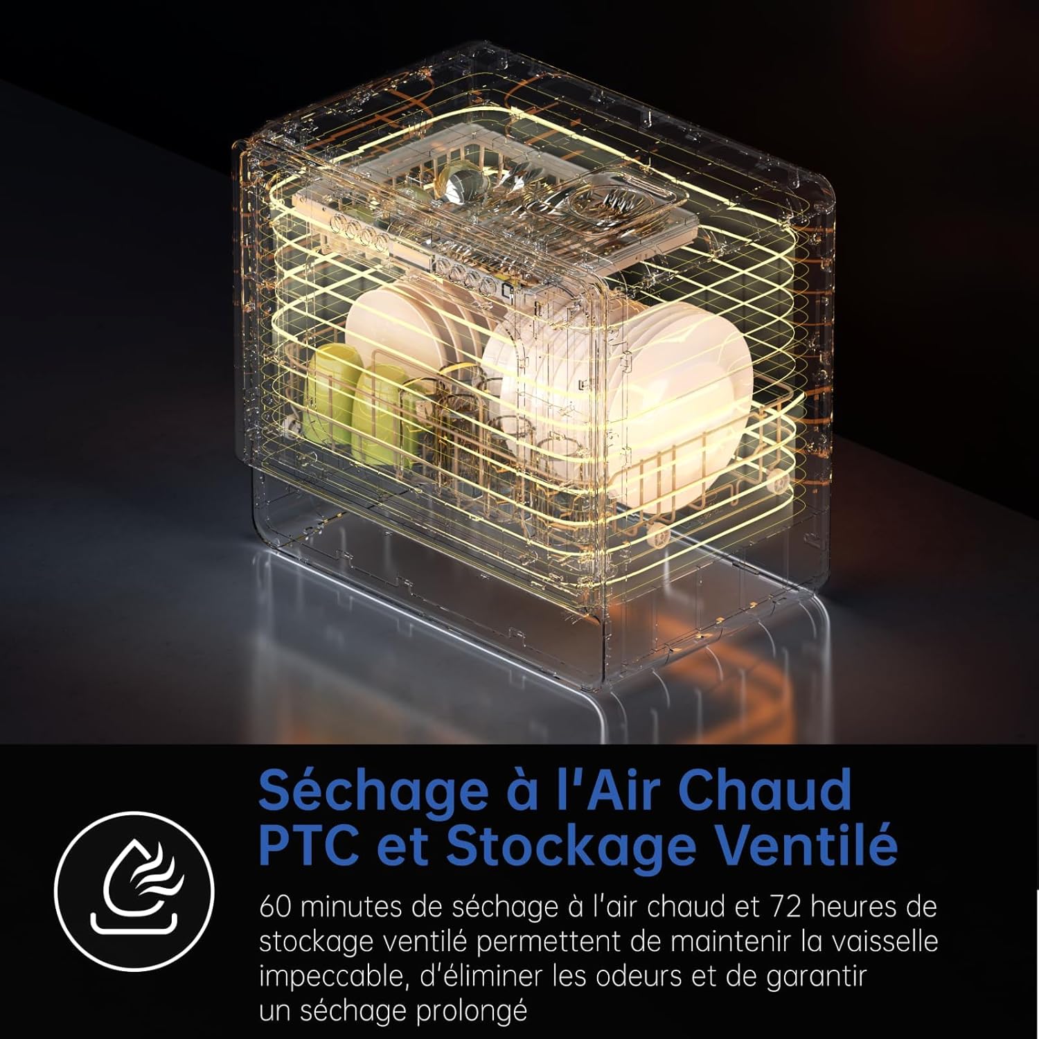 AIRMSEN - Mini lave-vaisselle compact 5L, 7+2 programmes, LED, fonction sel