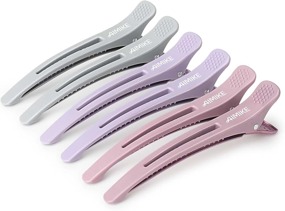 AIMIKE - pinces crocodile cheveux femme Morandi - lot de 6 - antidérapantes, sans trace, coiffeur