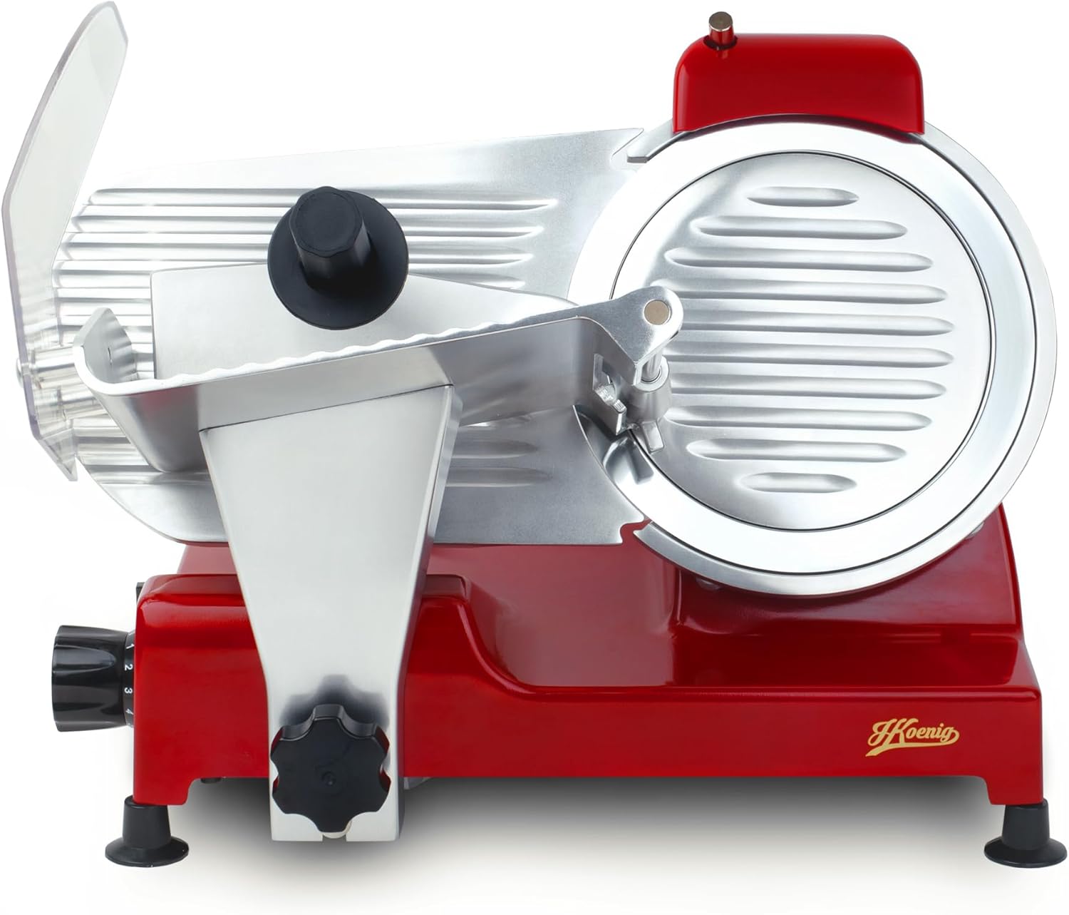 H.Koenig - MSX224 - trancheuse électrique 20 cm, 0-12 mm, aiguiseur, plateau large, 282 rpm