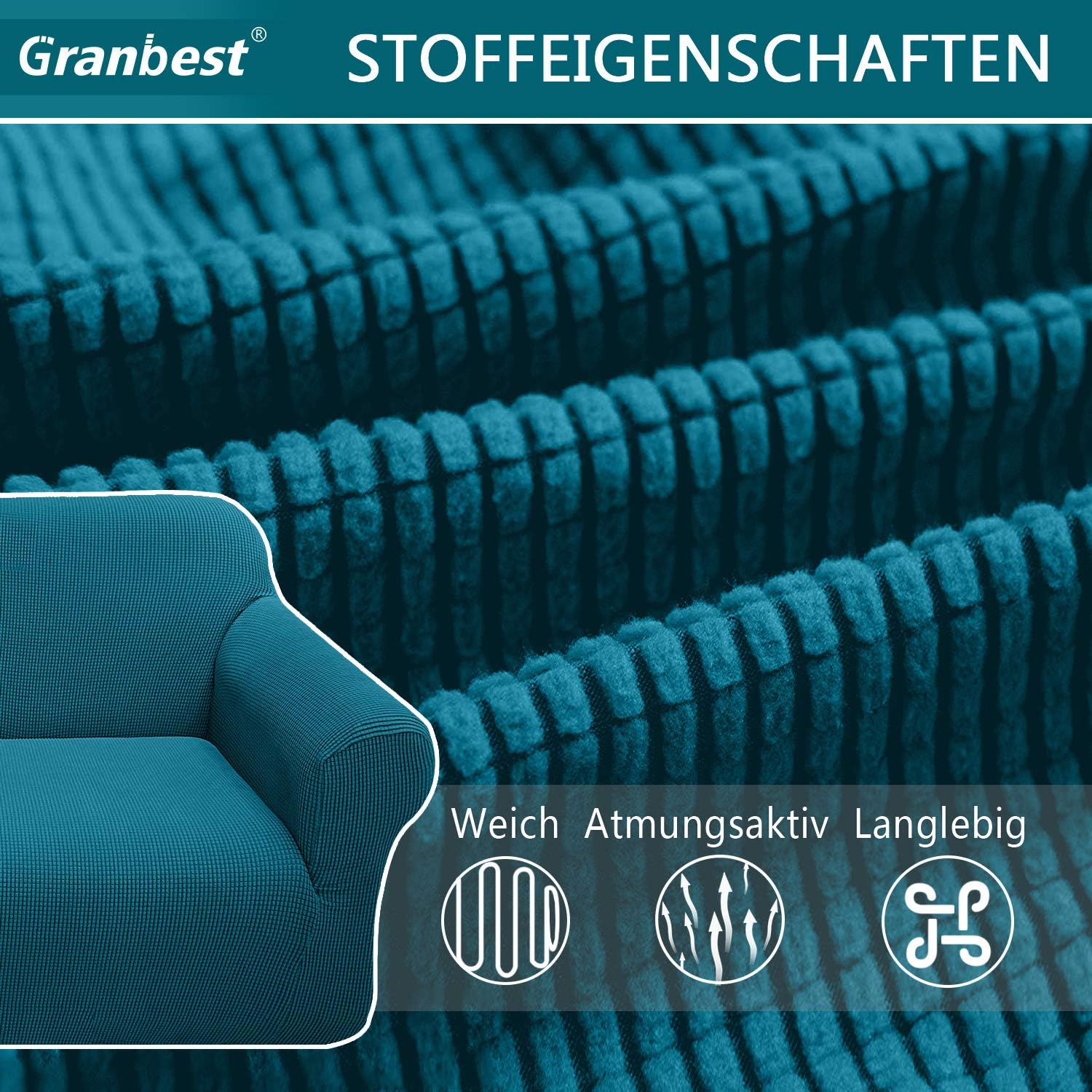 Granbest - Housse Jacquard 4 places - protection canapé salon, animaux