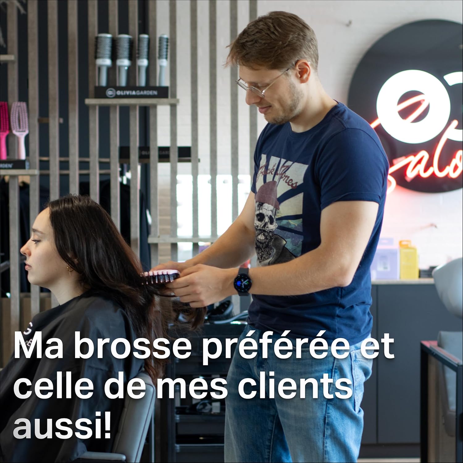 Olivia Garden - Fingerbrush Care Iconic - brosse démêlante - poils sanglier & nylon, brillance et coiffage lisse