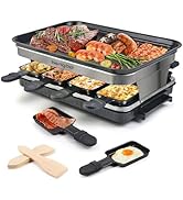 Appareil raclette 8 personnes-Sans Fumée Machine a Raclette, Appareil a Raclette Avec 8 Poelon An...