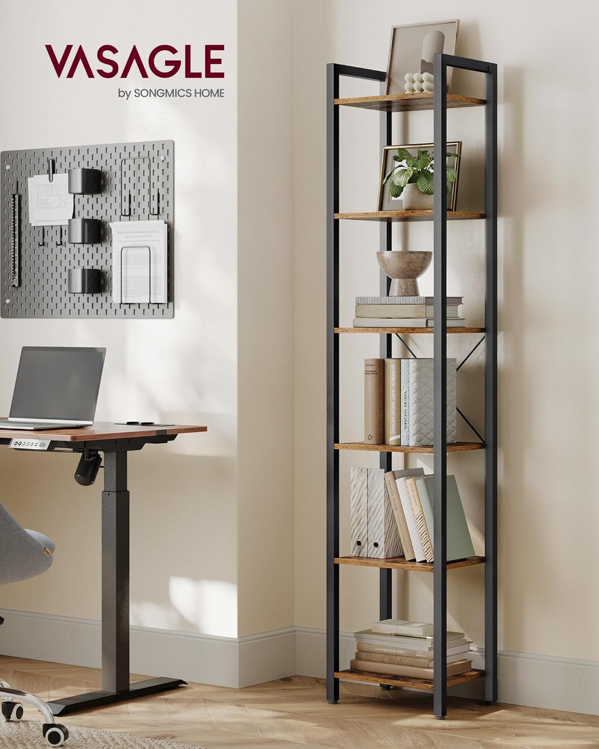 VASAGLE - étagère industrielle 30x40x187,5 cm, 6 niveaux, rangement, LLS101B01