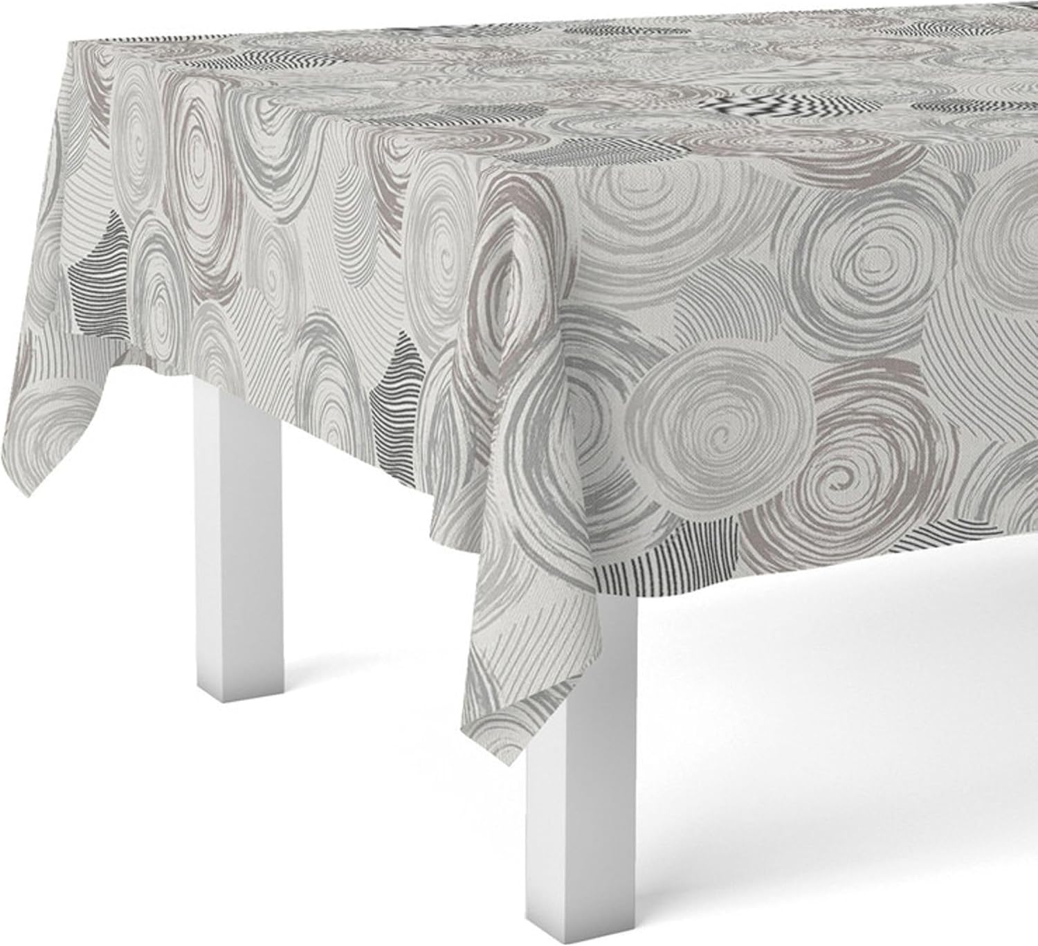 Nappe en toile cirée - Circle Gris - 140x140 cm - anti-taches, imperméable