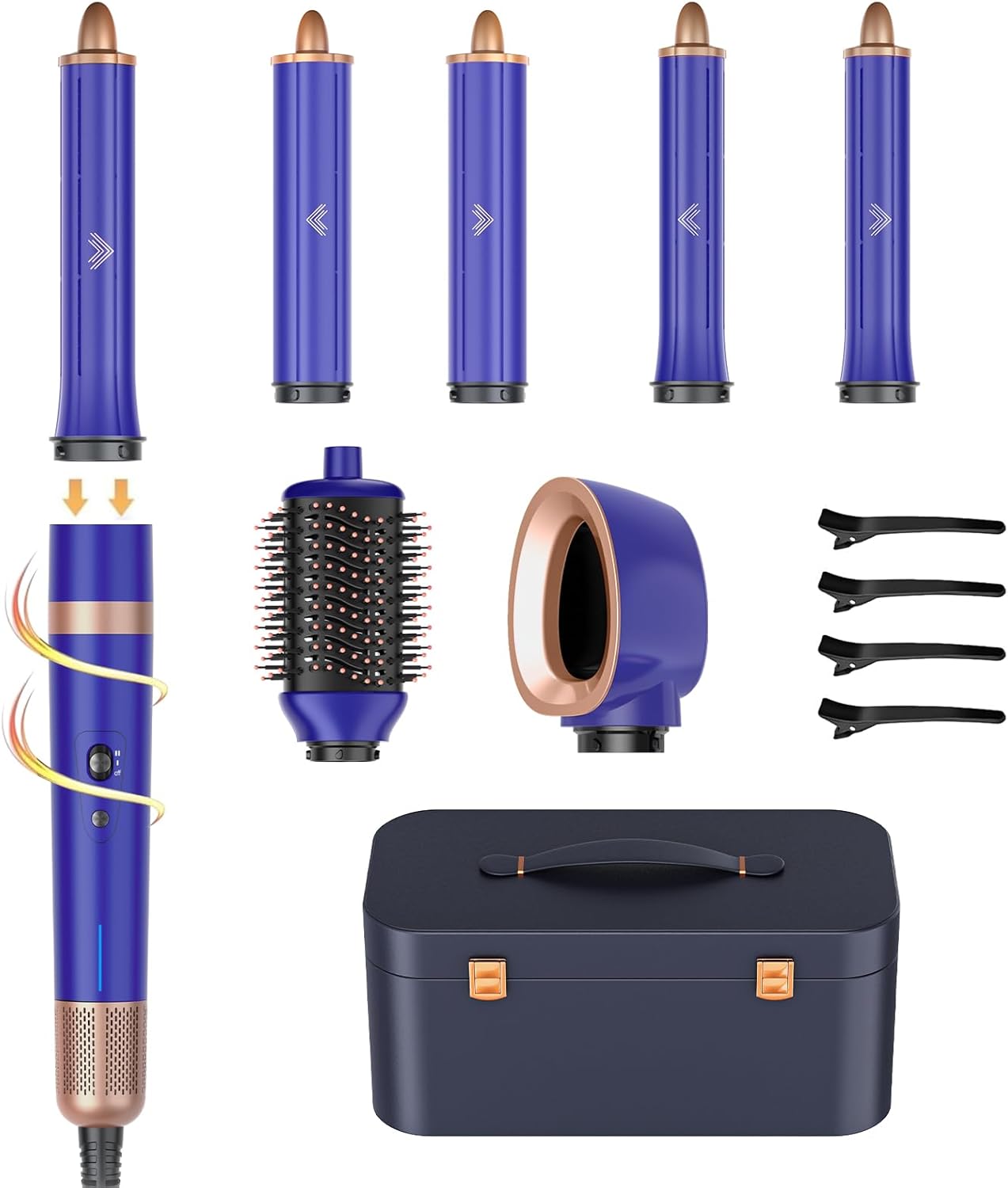 Brosse soufflante 6 en 1 - sèche, boucle, lisse, volume, ionique