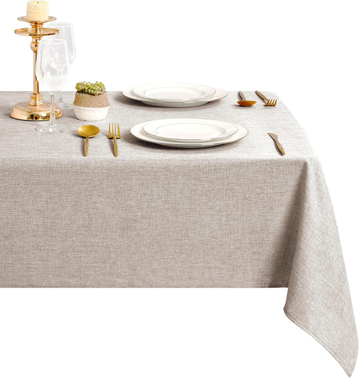 DWCN - Nappe Effet Lin - 135x300cm - Imperméable, anti-tache, lavable, usage extérieur DWCN