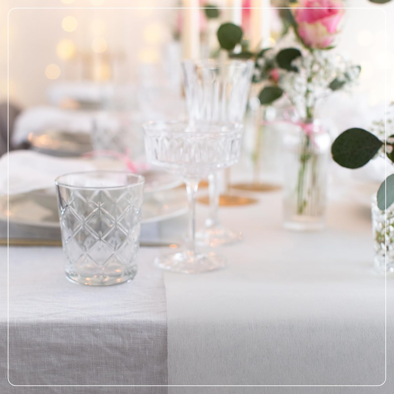 100%Mosel - chemin de table décoratif - 30x2500cm - tissu non tissé élégant, crème