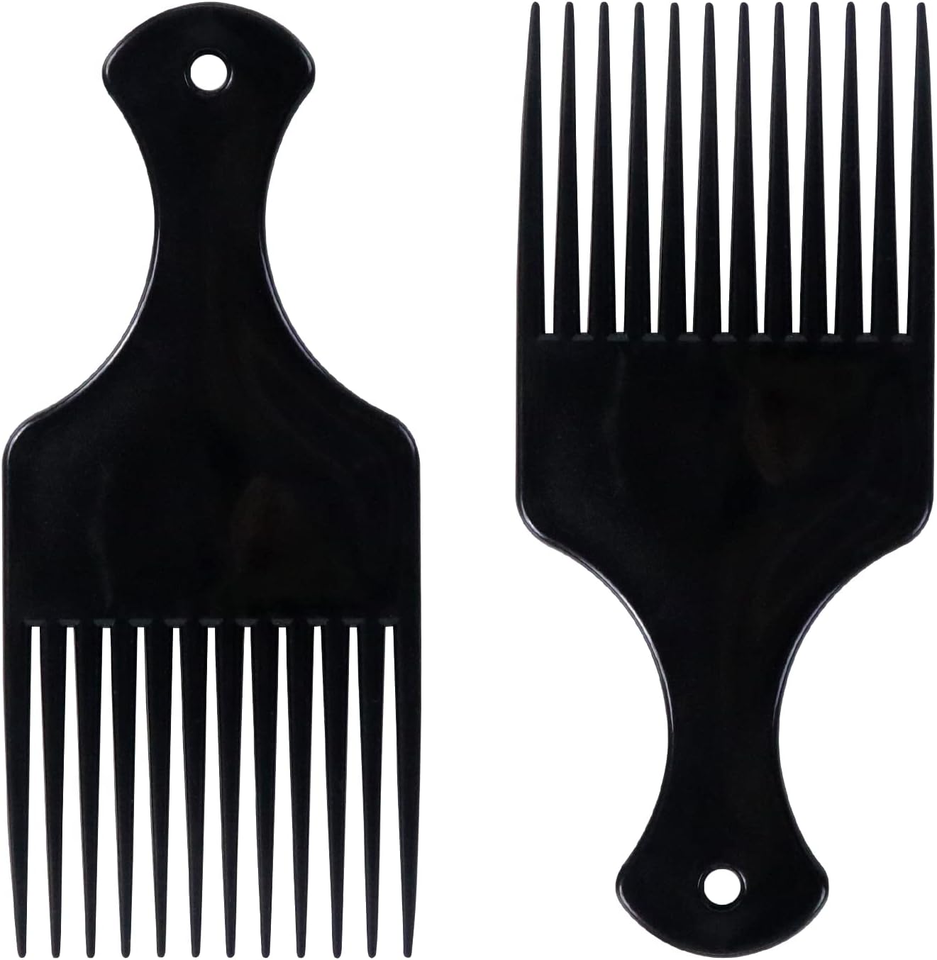 Peigne afro - dents larges, plastique - lot de 2 - idéal cheveux bouclés
