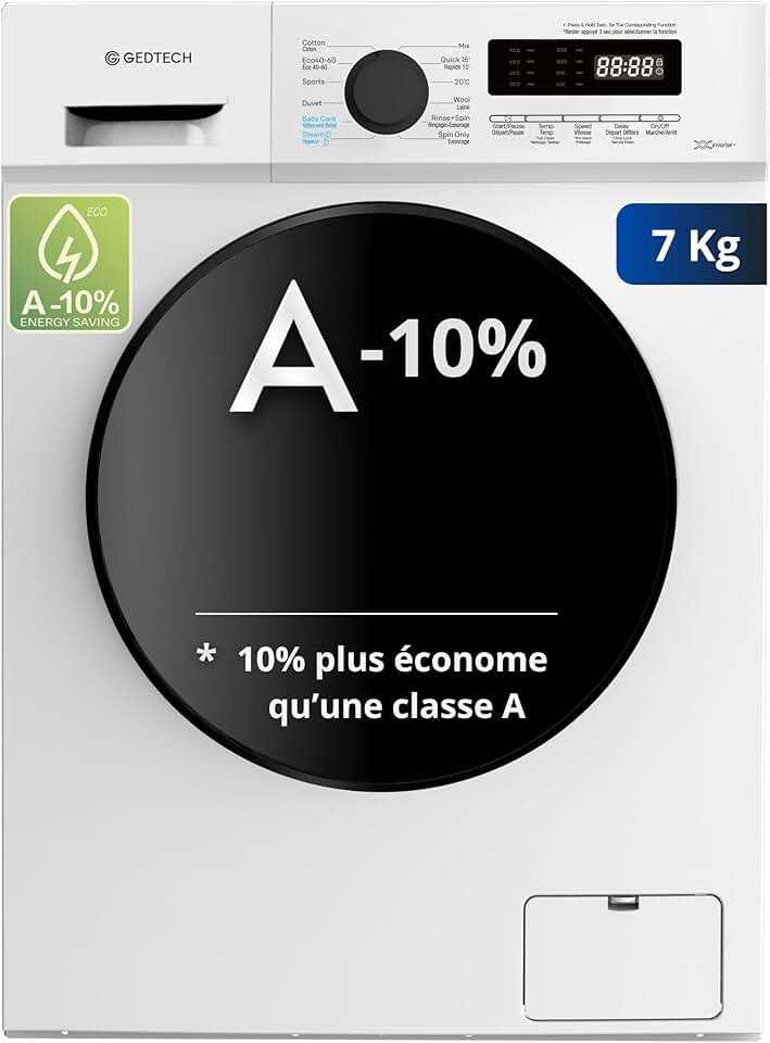 GEDTECH - lave-linge frontal 7kg 1200tr/min 16 programmes GLL71200WH