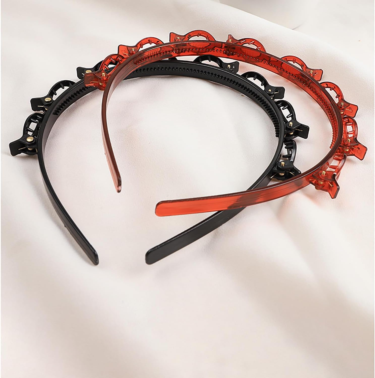 Serre-tête tressé - lot de 2, pinces intégrées, coiffure double bangs