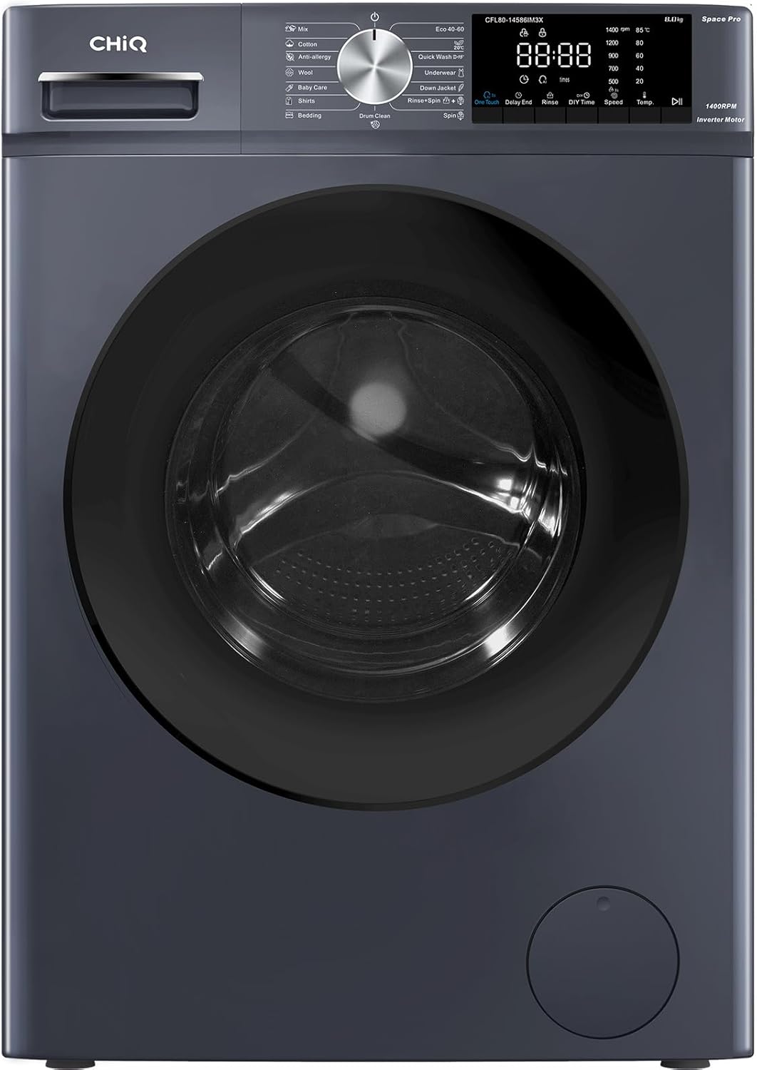 CHiQ - Lave-linge frontal 8 kg, 1400 tr/min, vapeur, IA, CFL80-14586IM3XA