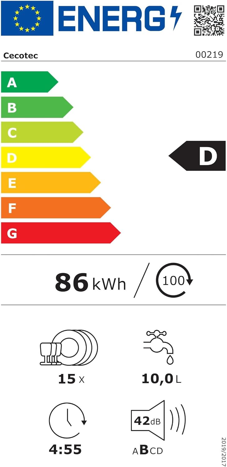 Cecotec - Bolero Aguazero 6210 - 60cm - 15 couverts, écran XXL, Sécurité enfants, Dry+, Classe D - 6210