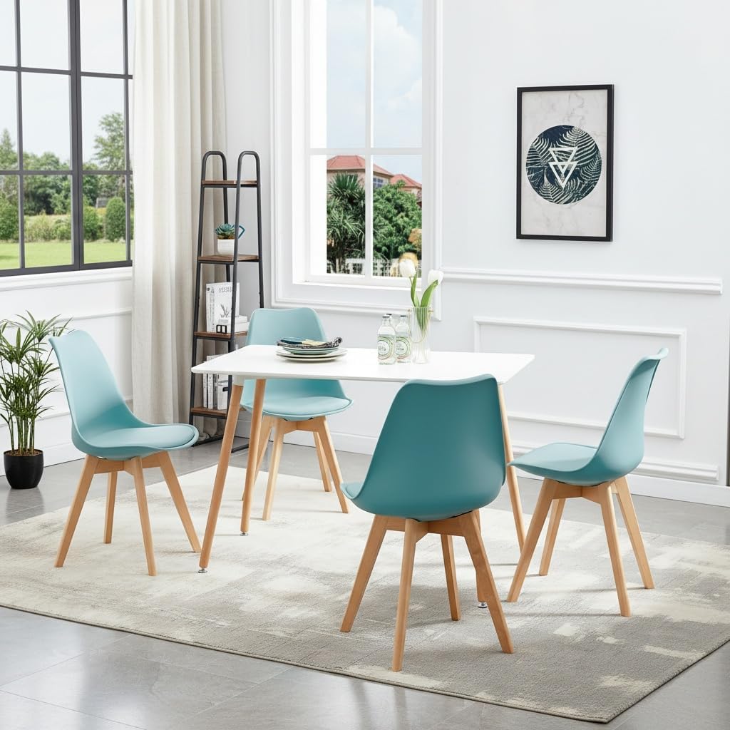 EGGREE - Lot 4 chaises scandinaves - bois hêtre - assise rembourrée