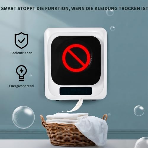 Sèche-linge inox mural, 4kg, 850W, UV, LED, 60dB, 6 programmes