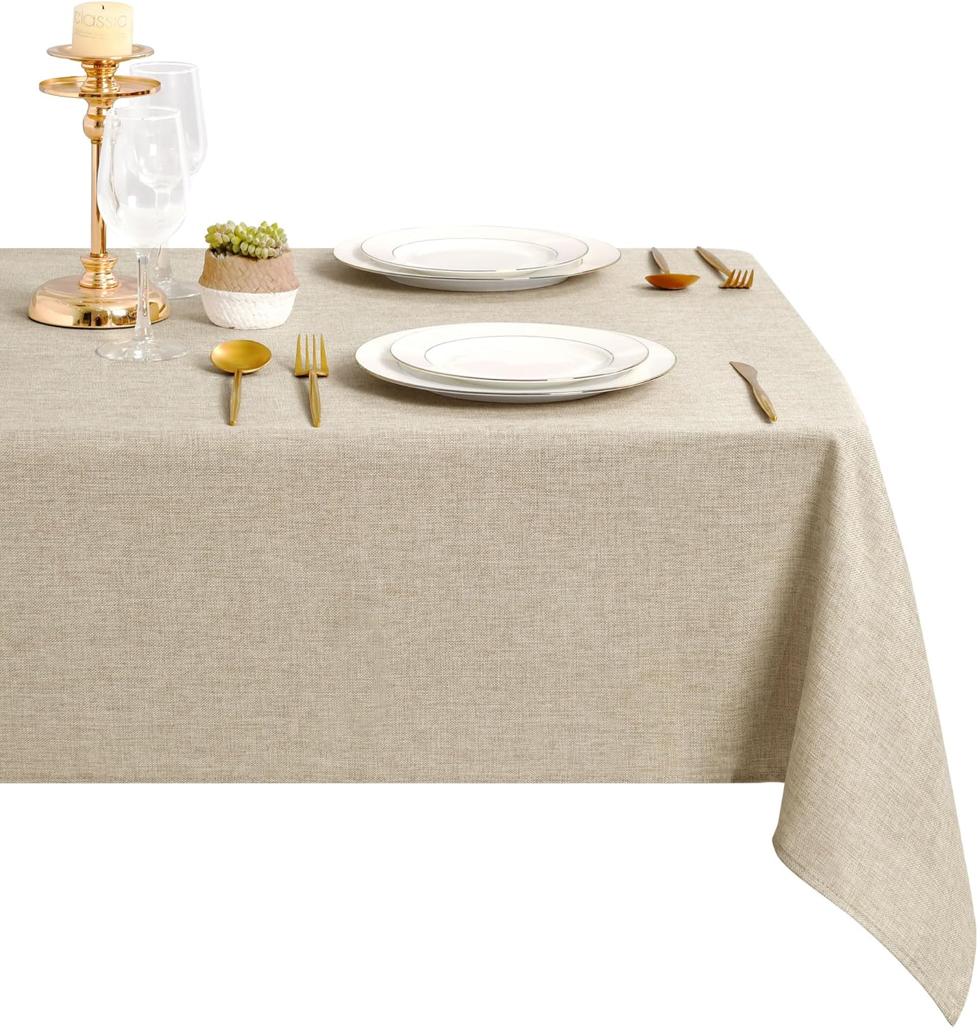 DWCN - nappe aspect lin - 135x220cm - lavable imperméable anti-tache