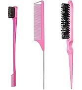Lot de 3 peignes à cheveux double bord rose pour coiffeur et maison