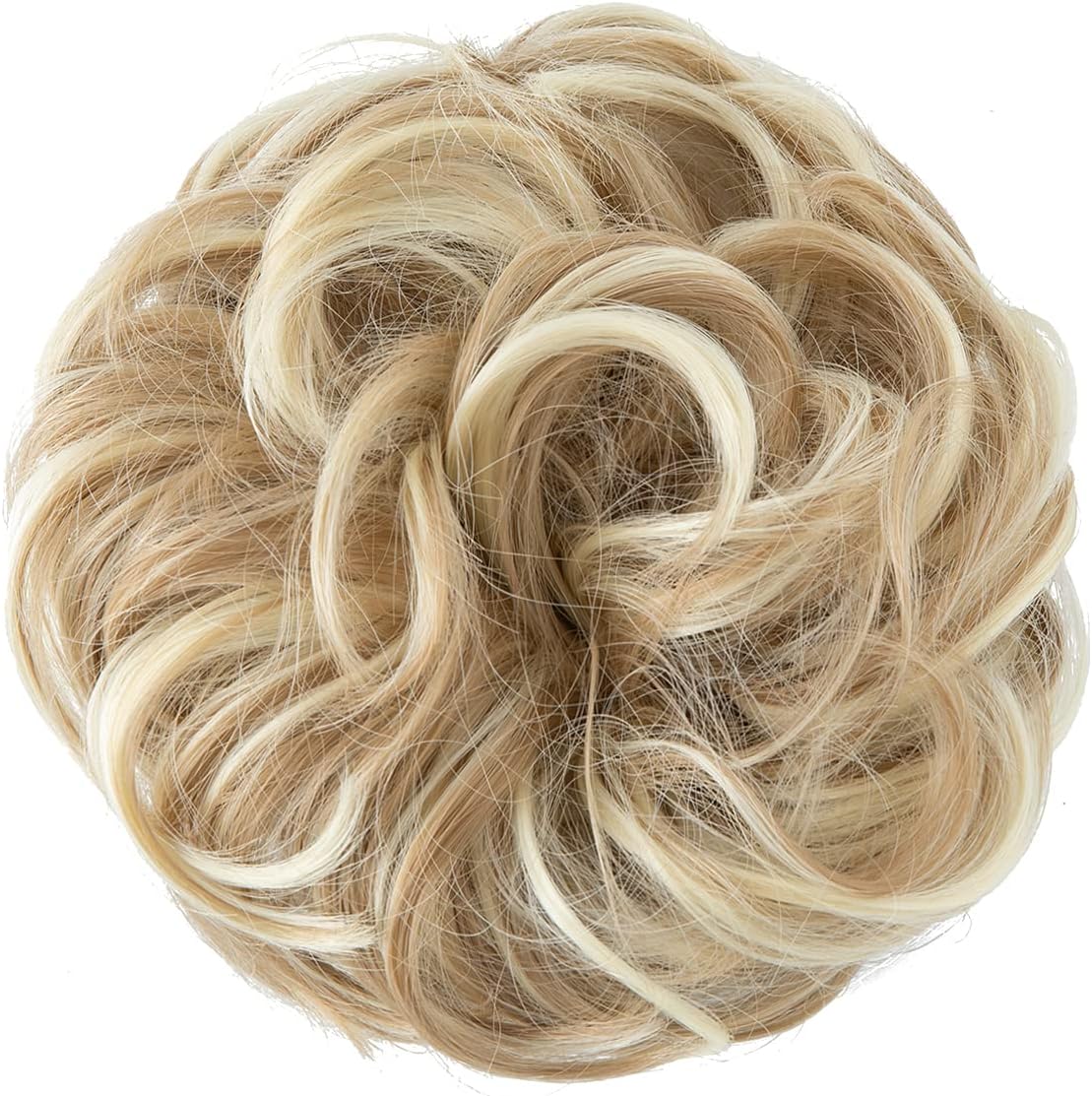 JJstar - Chignon Postiche Bouclé, élastique, cheveux naturels, blond
