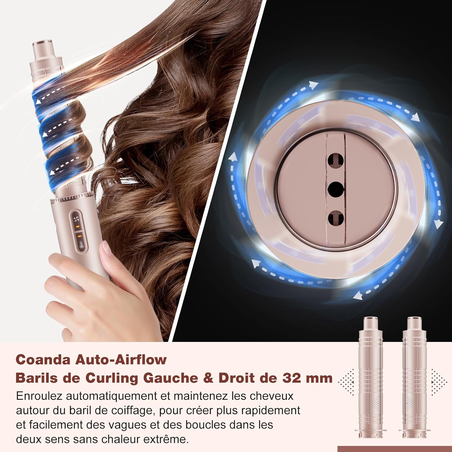 7MAGIC - Air Styler multifonction 7 en 1 - sèche, lisse, boucle, ions, avec boîte de voyage