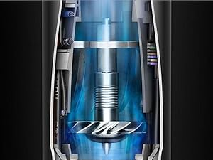 Gros plan sur le moteur numérique Dyson V9 situé à l’intérieur du Dyson Airwrap.