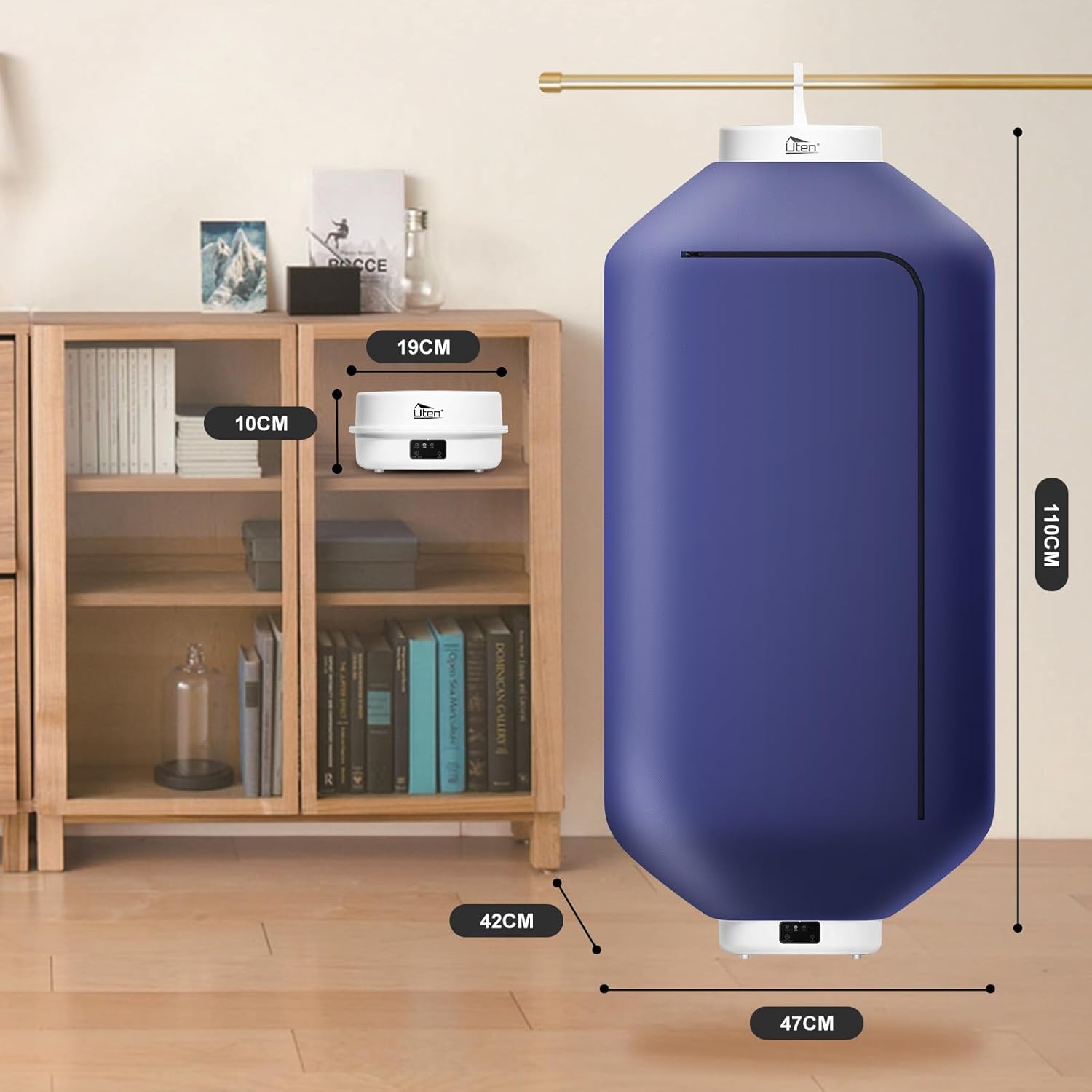 Uten - Mini Séchoir 600 W - Compact - Séchage rapide, minuterie, arrêt auto