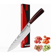 Matakumi Couteaux de Chef 20 cm Lame – Couteau de cuisine avec manche en bois, couteau multi-usages.