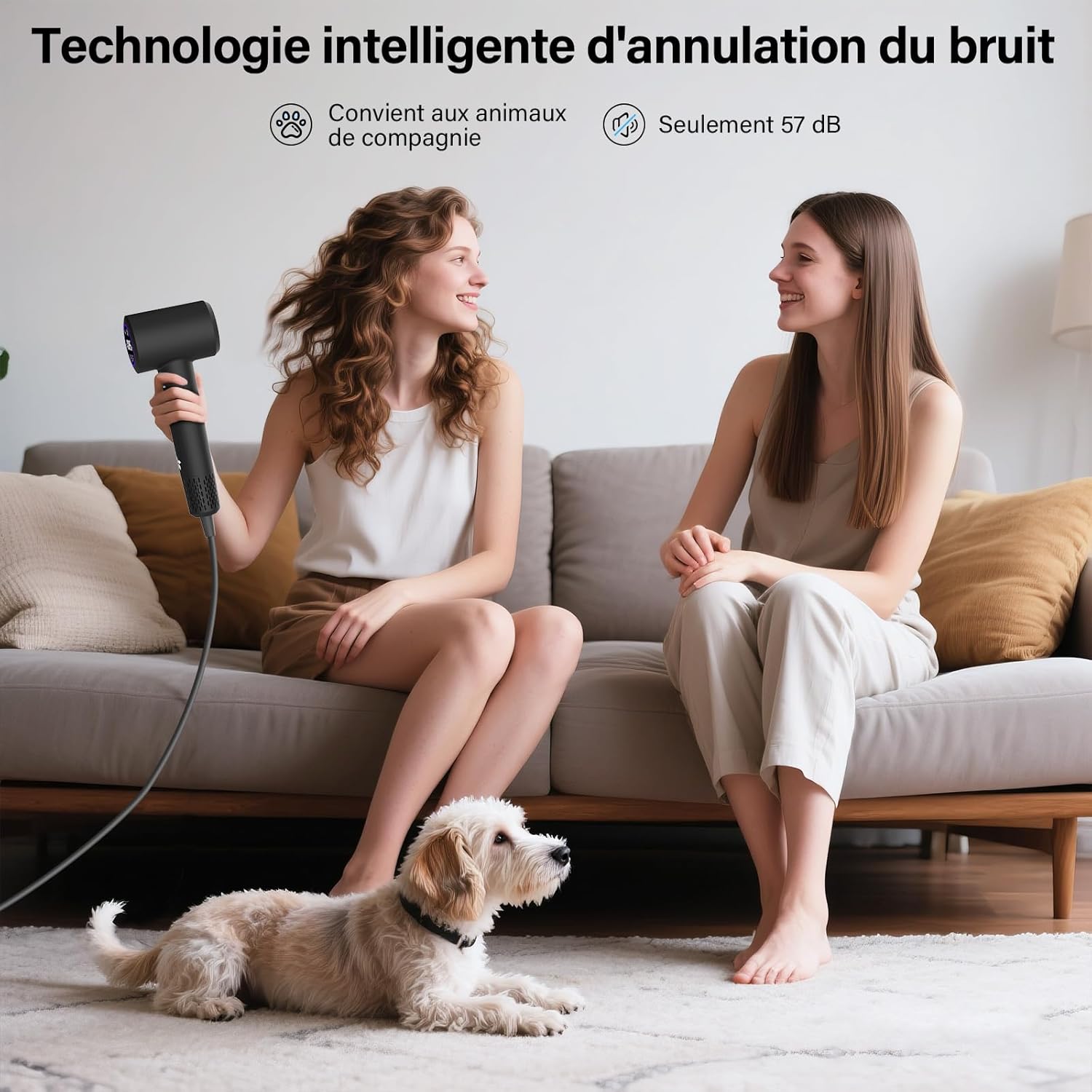 Sèche-cheveux professionnel - ionique, 400M plasma, moteur 110000 tr/min, 57 dB, idéal voyage