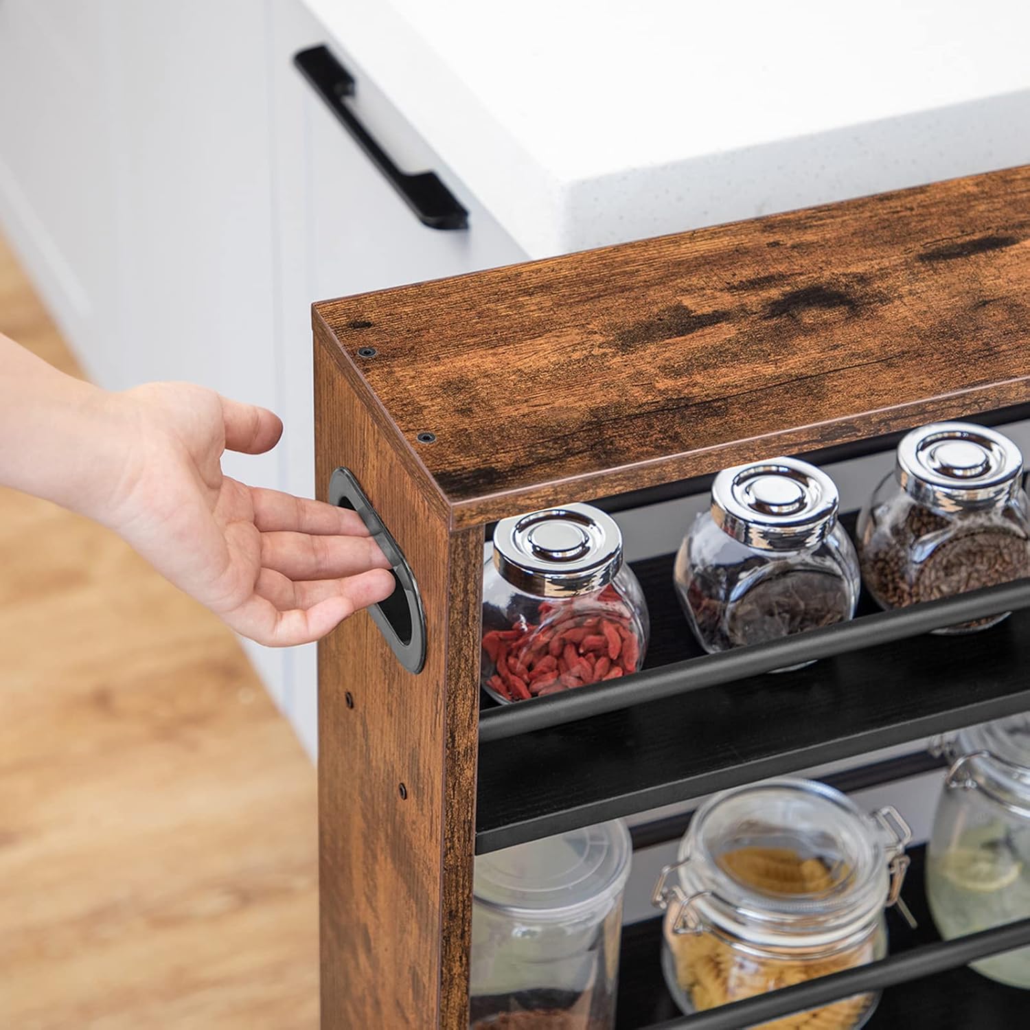 HOOBRO - desserte 4 niveaux, poignée, freins, bords relevés, EBF15TC01