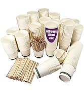 GoBeTree 400 gobelets à café jetables en carton blanc 120 ml, gobelets jetables en carton blanc a...