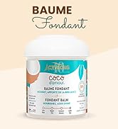 Pot blanc avec étiquette turquoise montrant le produit de baume hydratant « Baume Fondant » dans une variante à la noix de coco, avec un design d'emballage minimaliste