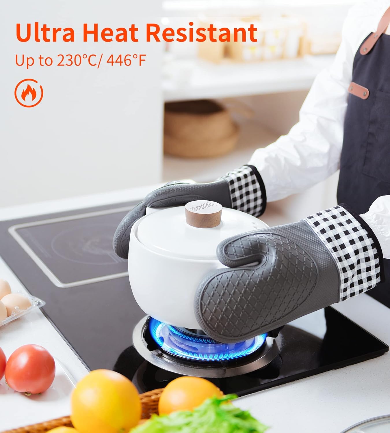 Ankway - gants et maniques cuisine - coton doux imperméable - longs, épais, antidérapants