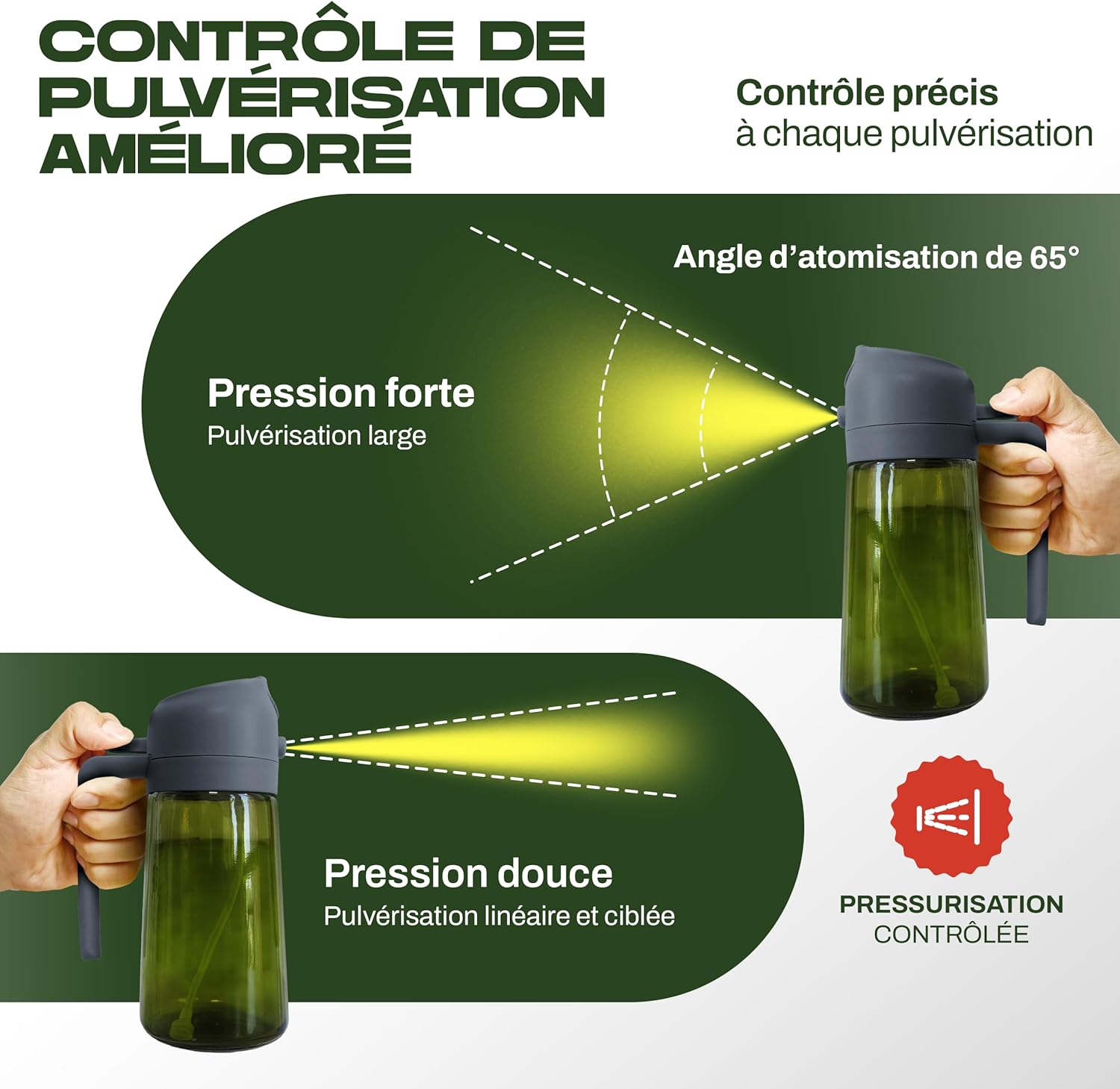 PORTENTUM - spray huile cuisine 2 en 1 - 470ml - verre vert, protection lumière