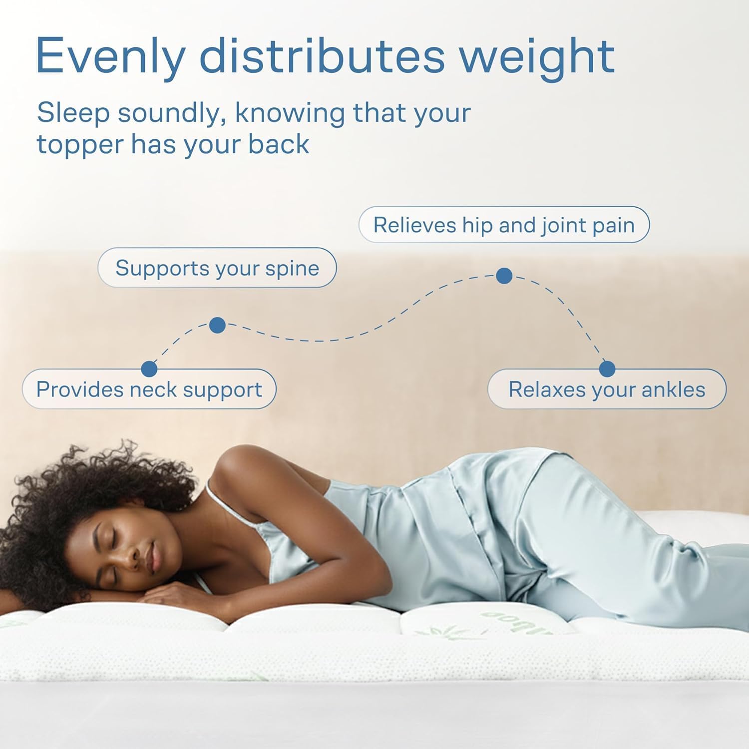 Surmatelas Confort Nuageux - 135x190 cm - viscose bambou, ultra-doux, respirant