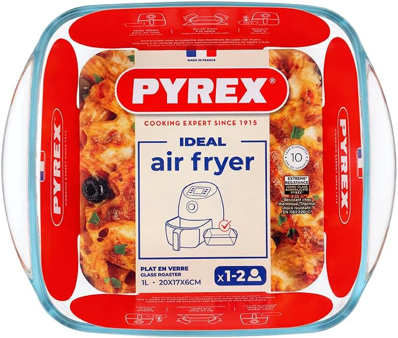 Pyrex - Prepware carré - 20x17 cm - plat verre 1L, usage au four