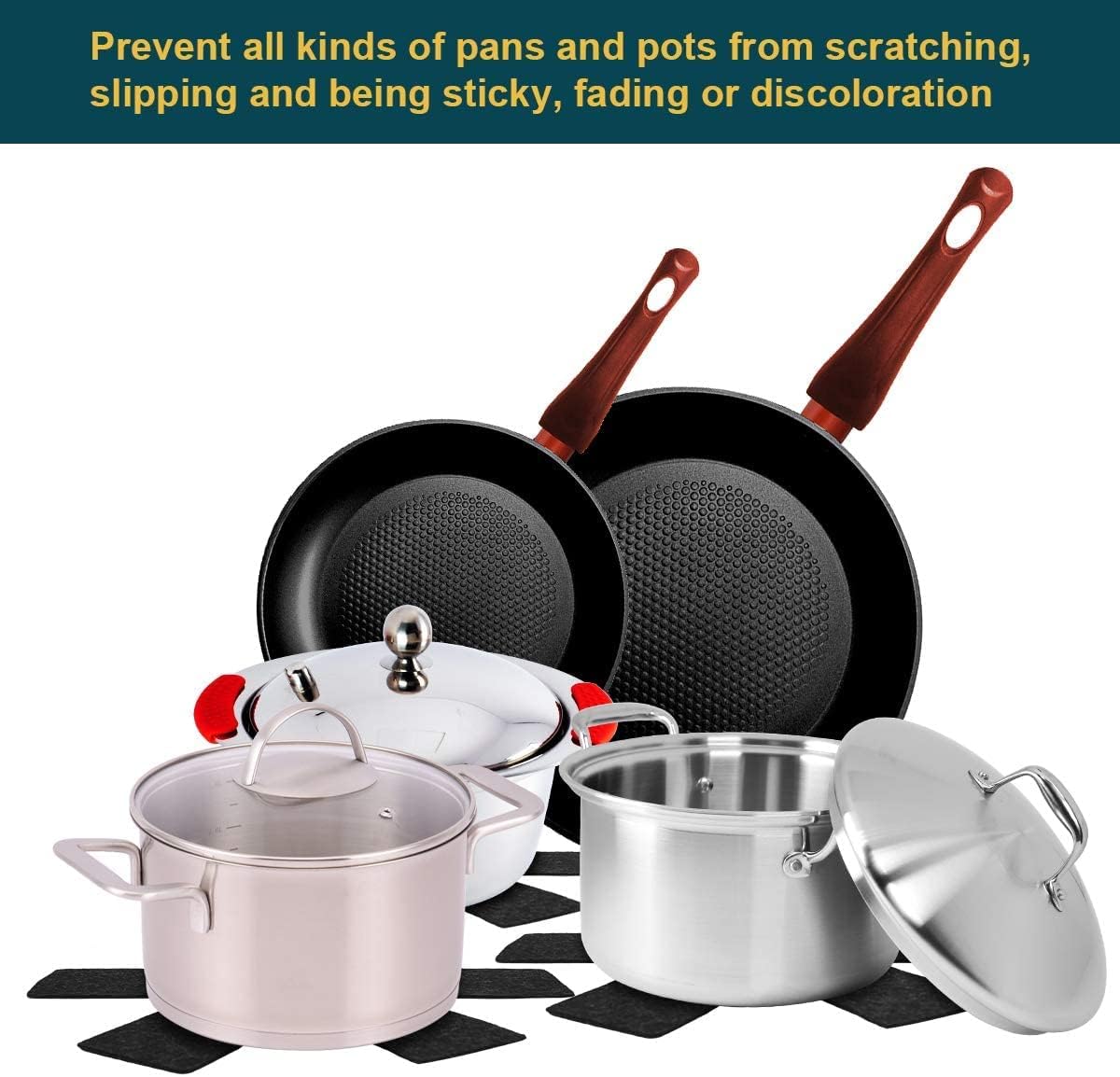 flintronic - Protection Casseroles et Poêles - 38 cm - 8 pièces, protège-surfaces premium