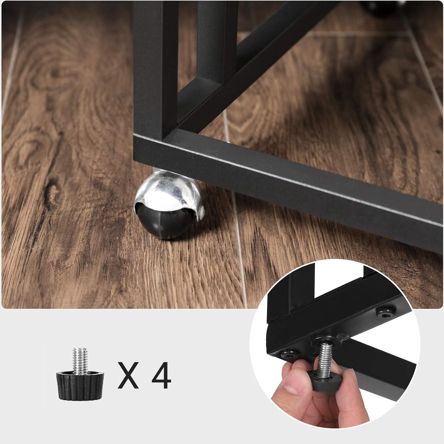 VASAGLE - Table d’appoint industrielle - compacte, acier, roulettes - LNT050B02