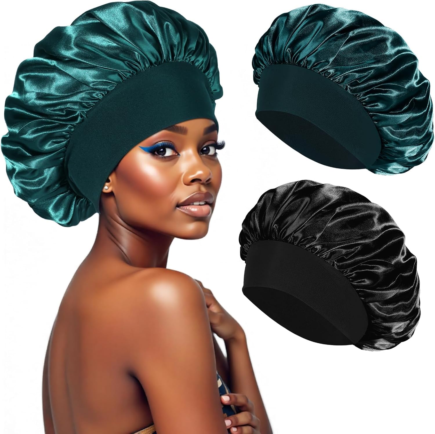 Bonnet de nuit satin - élastique, soin cheveux, doux, réglable