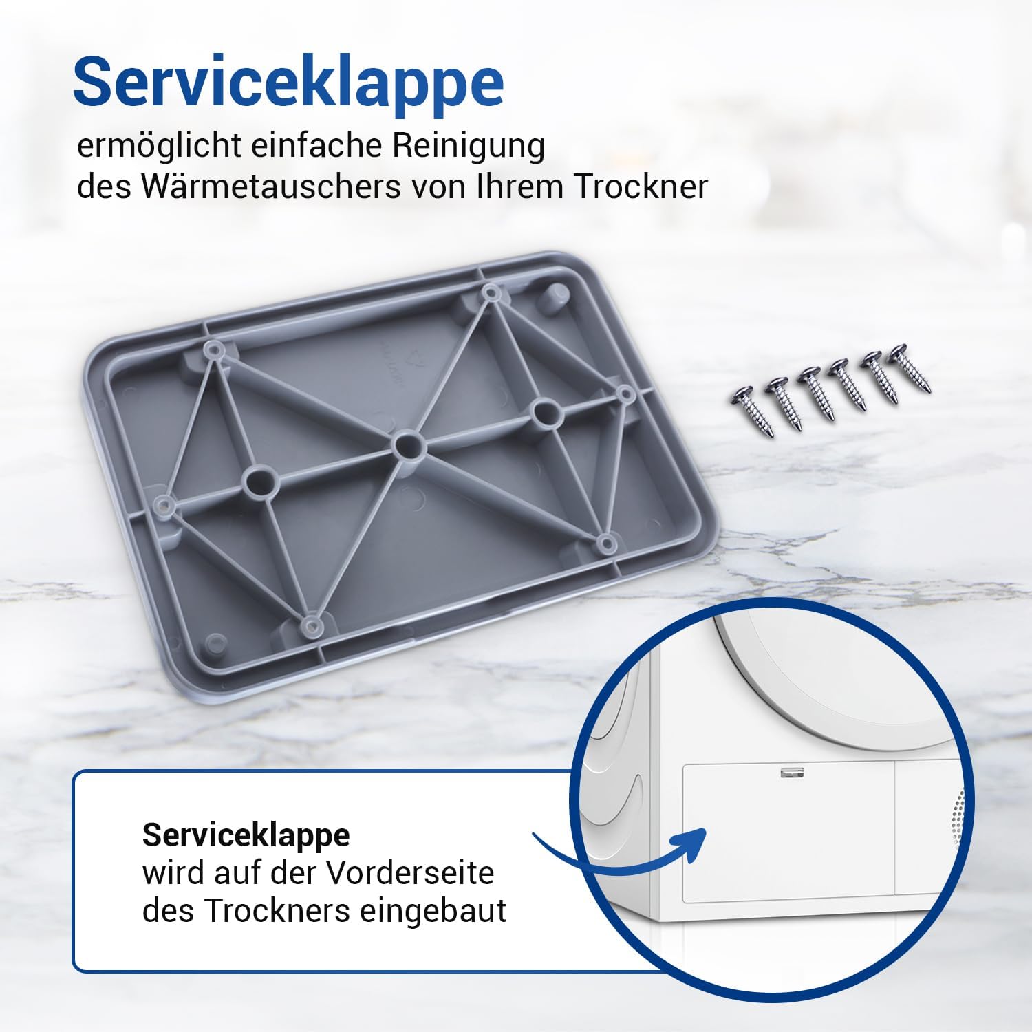 Vioks - Porte de service pour sèche-linge 225x145x6mm, avec 6 vis, accessoire compatible Bosch