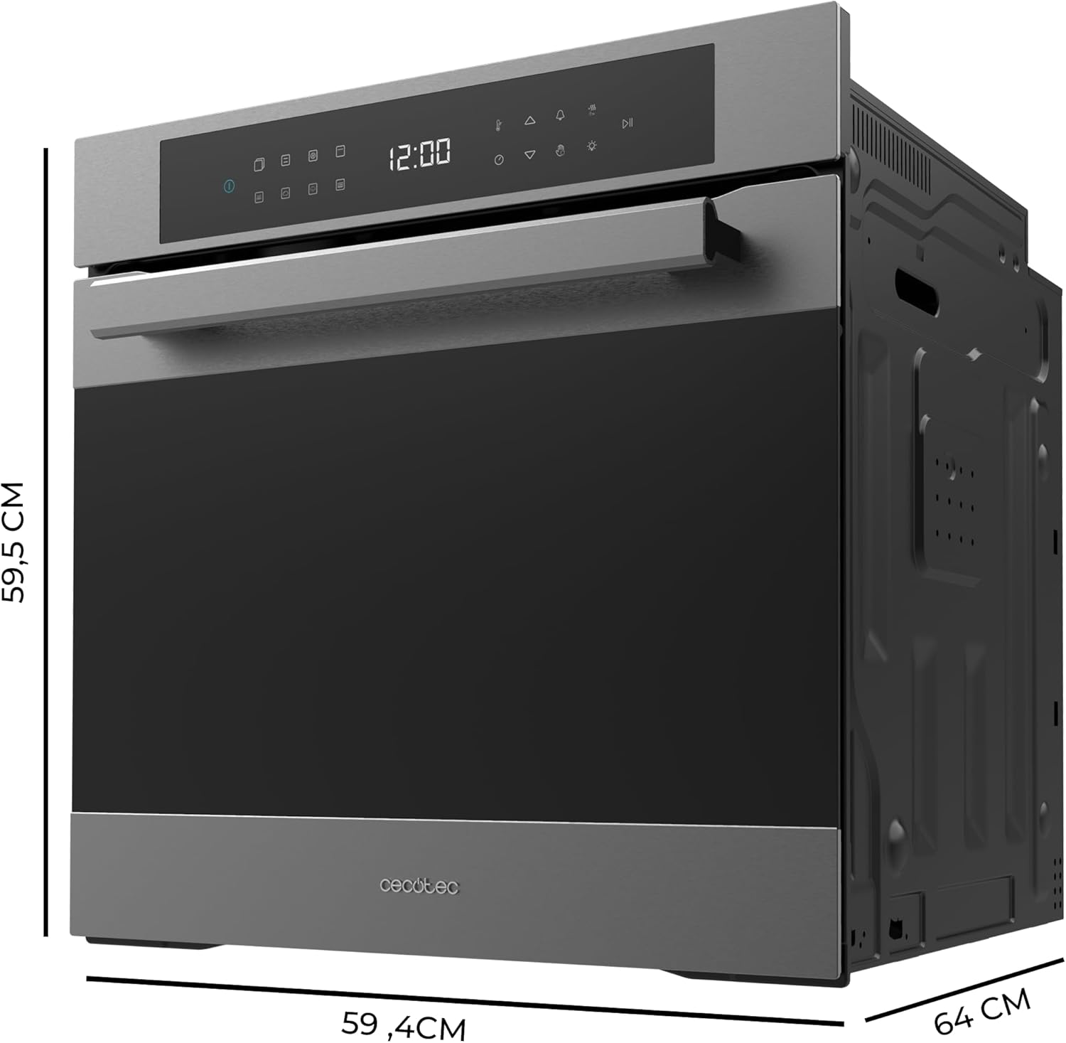 Cecotec - Four encastrable 60cm, 81L, pyrolyse, airfryer, P506000