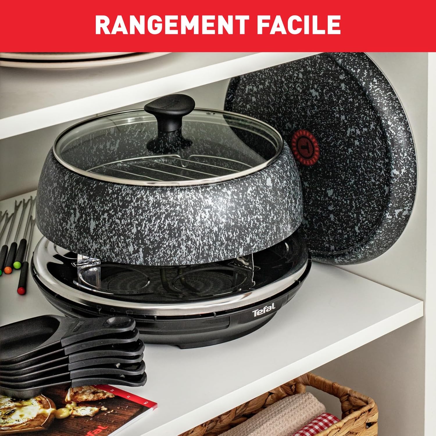 Tefal - Cheese N'Co 6 en 1 - multifonction, 6 pers, fondue, raclette, RE12C801