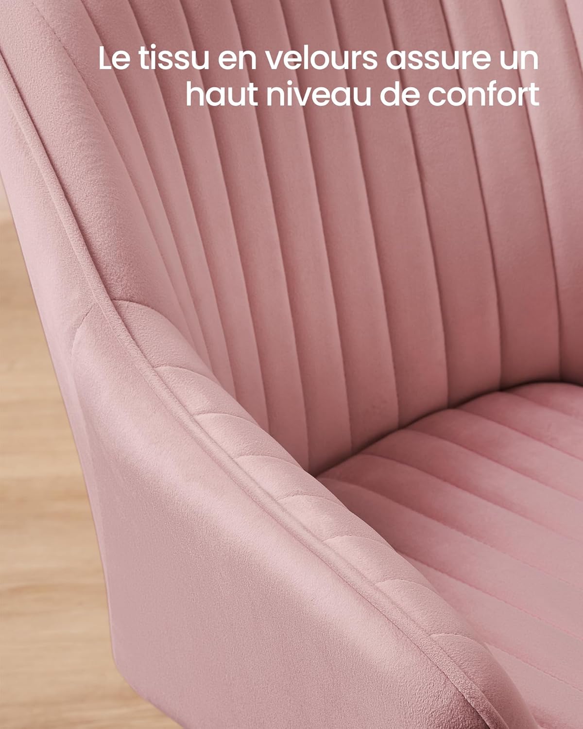 SONGMICS - fauteuil velours, lot de 6, accoudoirs, pieds métal, rose, LDC087R16