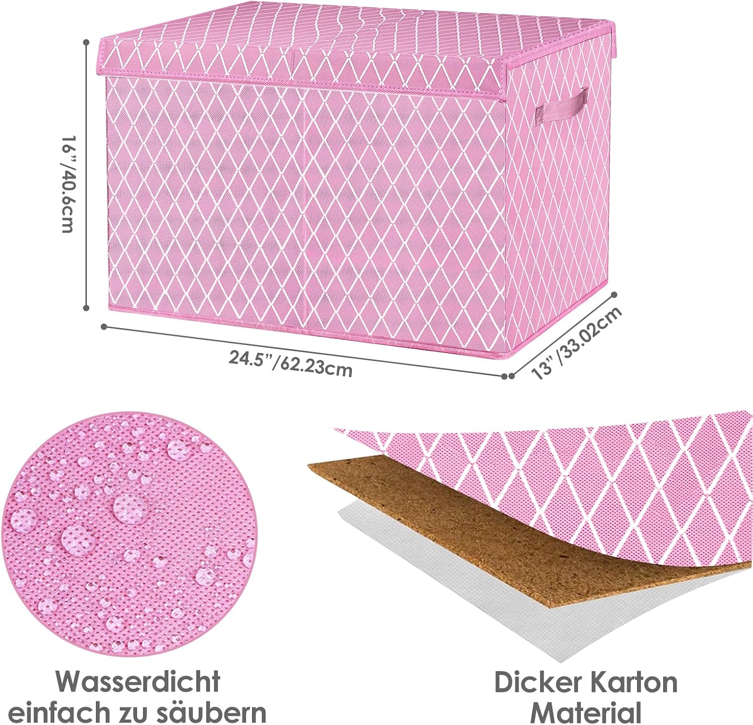 Coffre à jouets - boîte pliable avec couvercle - 62x33x41cm - poignées, rangement enfant